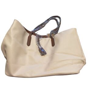 Ulta Brand Large Faux Leather Peach Metallic Tote Bag Purse Snap Closure